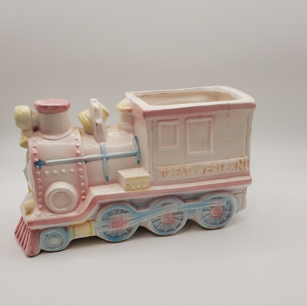 Vintage Rubens Originals Ceramic Great Western Locomotive Planter MCM Baby Gift